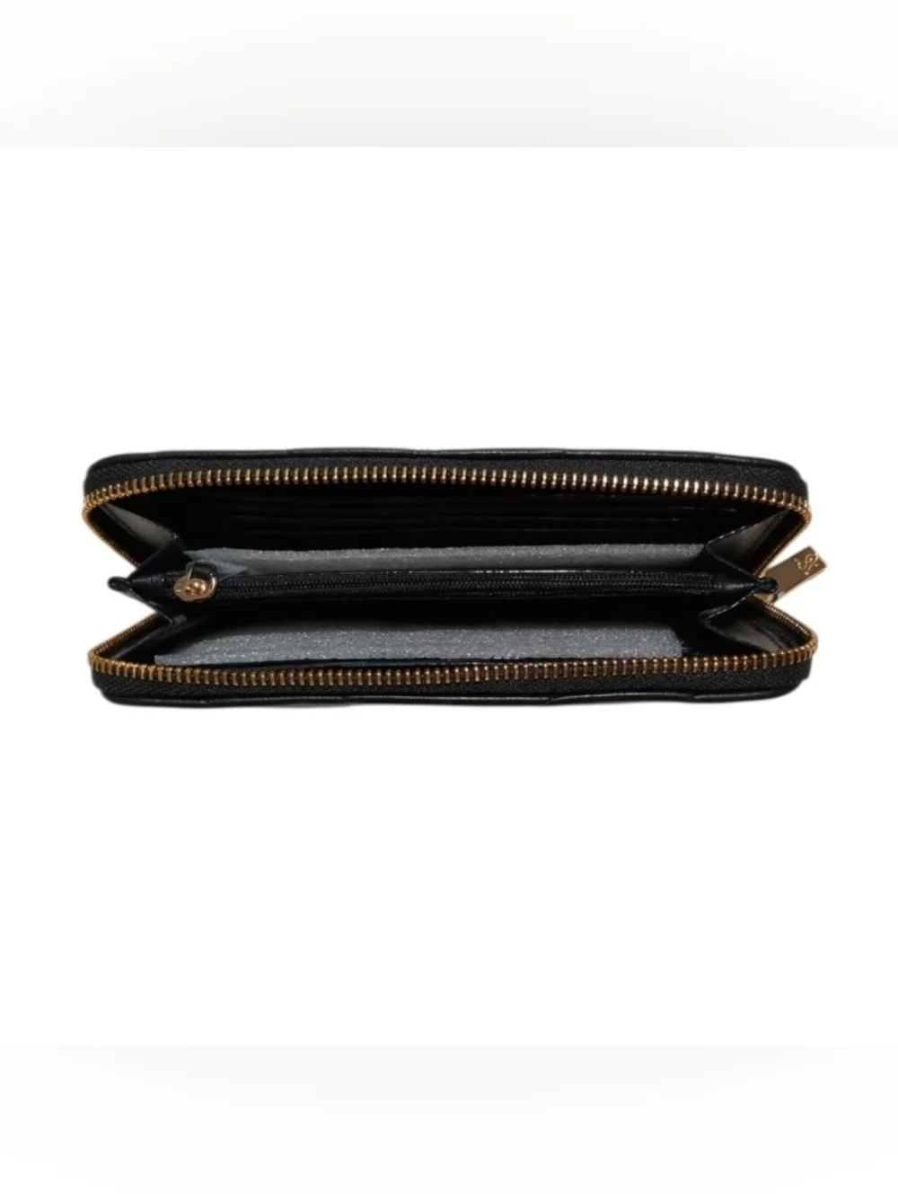 Victoria's Secret Black V-Quilt Zip Wallet Gold Tone Signature VS Hardware NEW - Picture 3 of 6